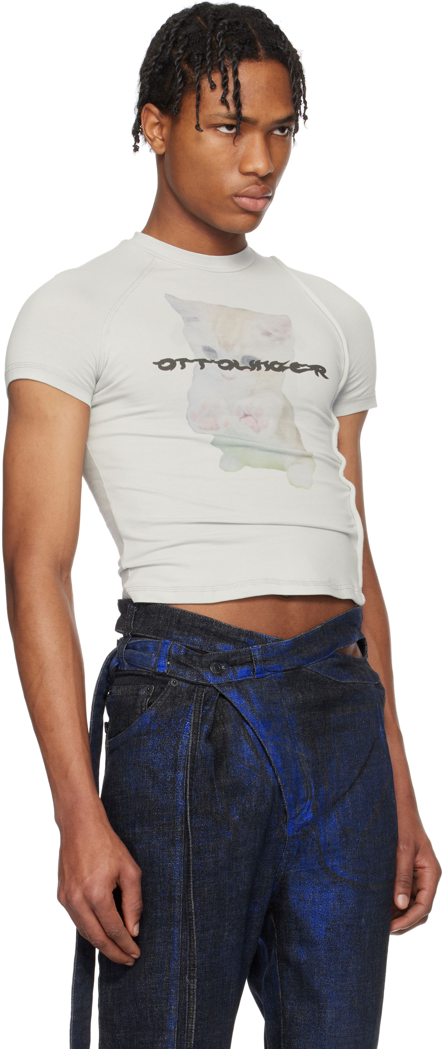 Тениска Ottolinger Ottolinger Deconstructed Kitten T-Shirt Сиво | 115-102015-01, 1
