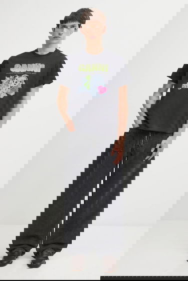 Тениска GANNI Basic Cotton Jersey Neon Puppy T-Shirt Черно | T4333, 8