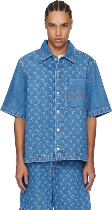 Риза Marine Serre Marine Serre Moon Laser Workwear Denim Shirt Синьо | MSI017A CDEN0002, 0