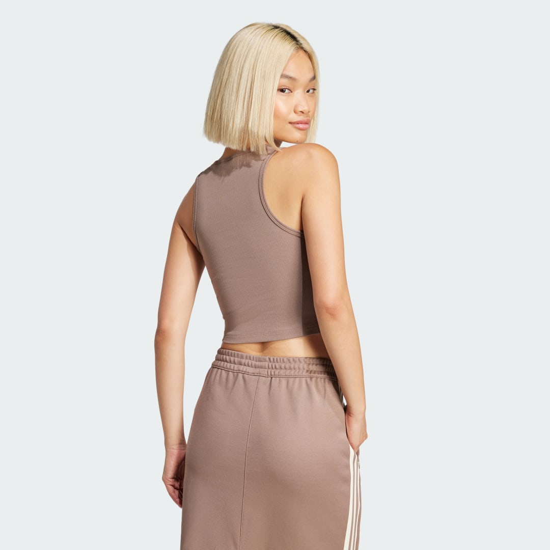 Потник adidas Performance Essentials Ribbed Cropped Tank Top Кафяво | JC9009, 1