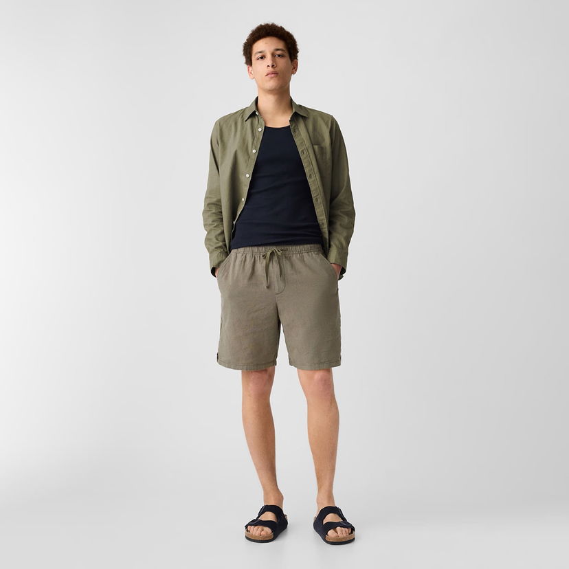 Къси панталони GAP 8 Inch Linen Cotton Easy Shorts Olive Зелено | 866195-09