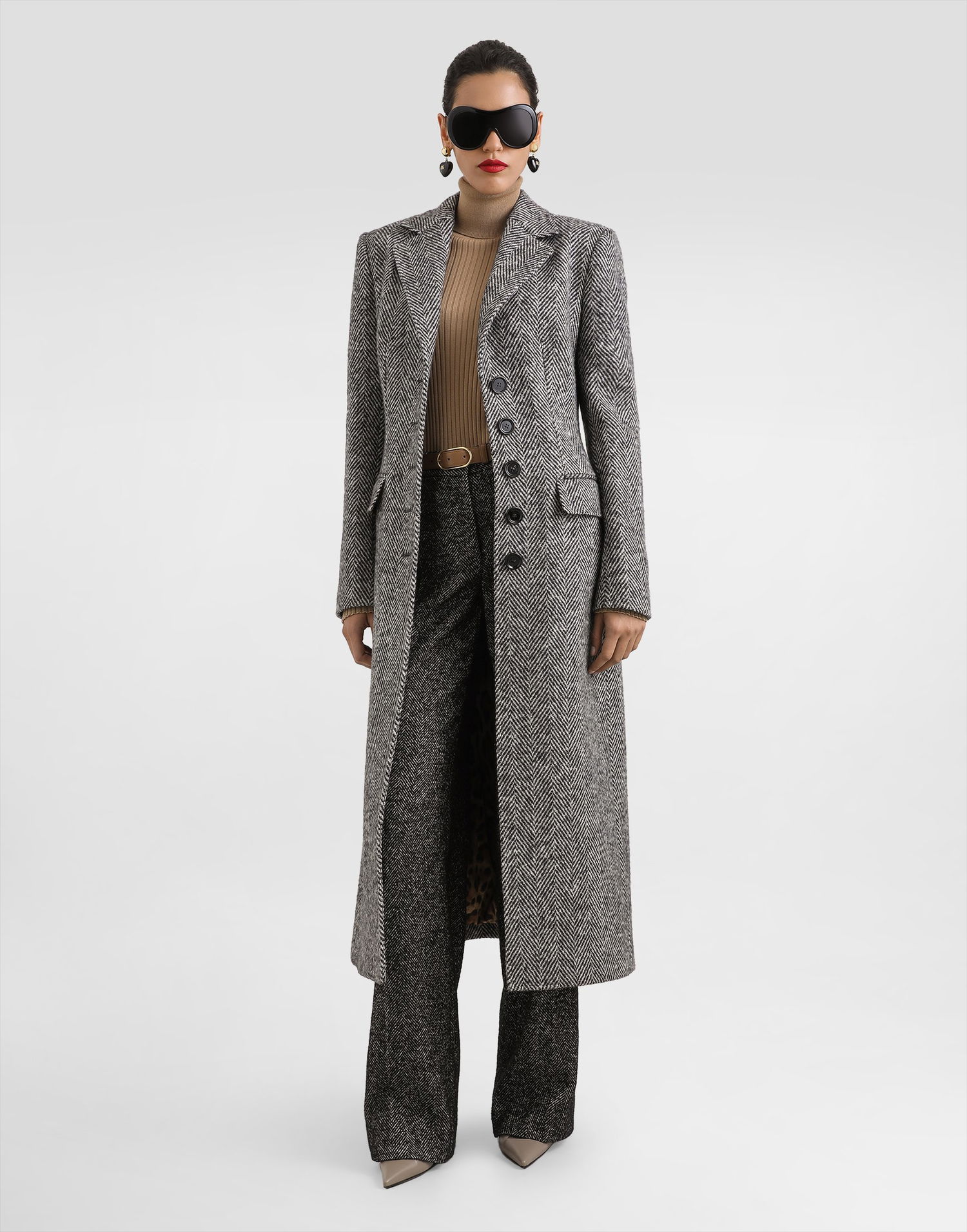 Палта Dolce & Gabbana Dolce & Gabbana Single-Breasted Wool Chevron Coat Сиво | F0W4QTFC2FUS8030, 1
