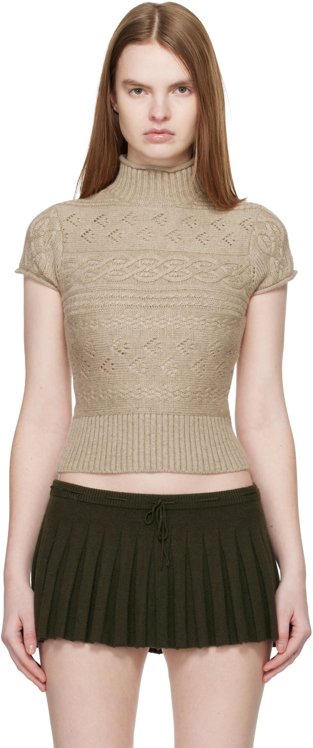 Vivienne Short Sleeve Cable Knit Turtleneck