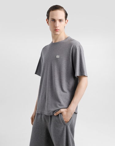 Тениска Dolce & Gabbana Dolce & Gabbana Cotton T-Shirt with Metal Tag Сиво | G8SE3TFU7ENS8291, 3