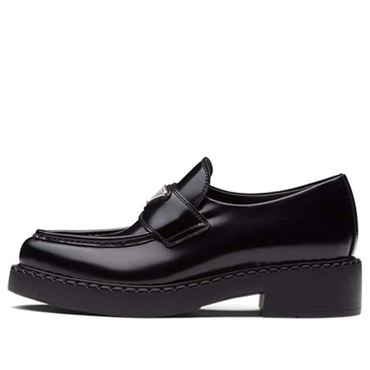 Кецове и обувки Prada Brushed Leather Monolith Loafers Черно | 1D673M_050_F0002