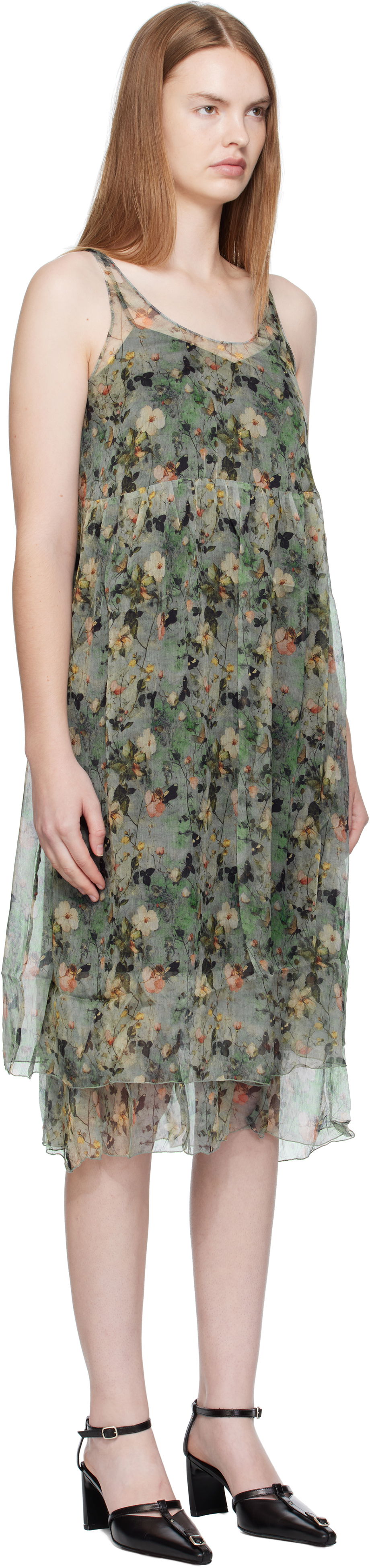Pокля R13 R13 Gathered Tank Midi Dress Зелено | R13WR289-R588A, 1