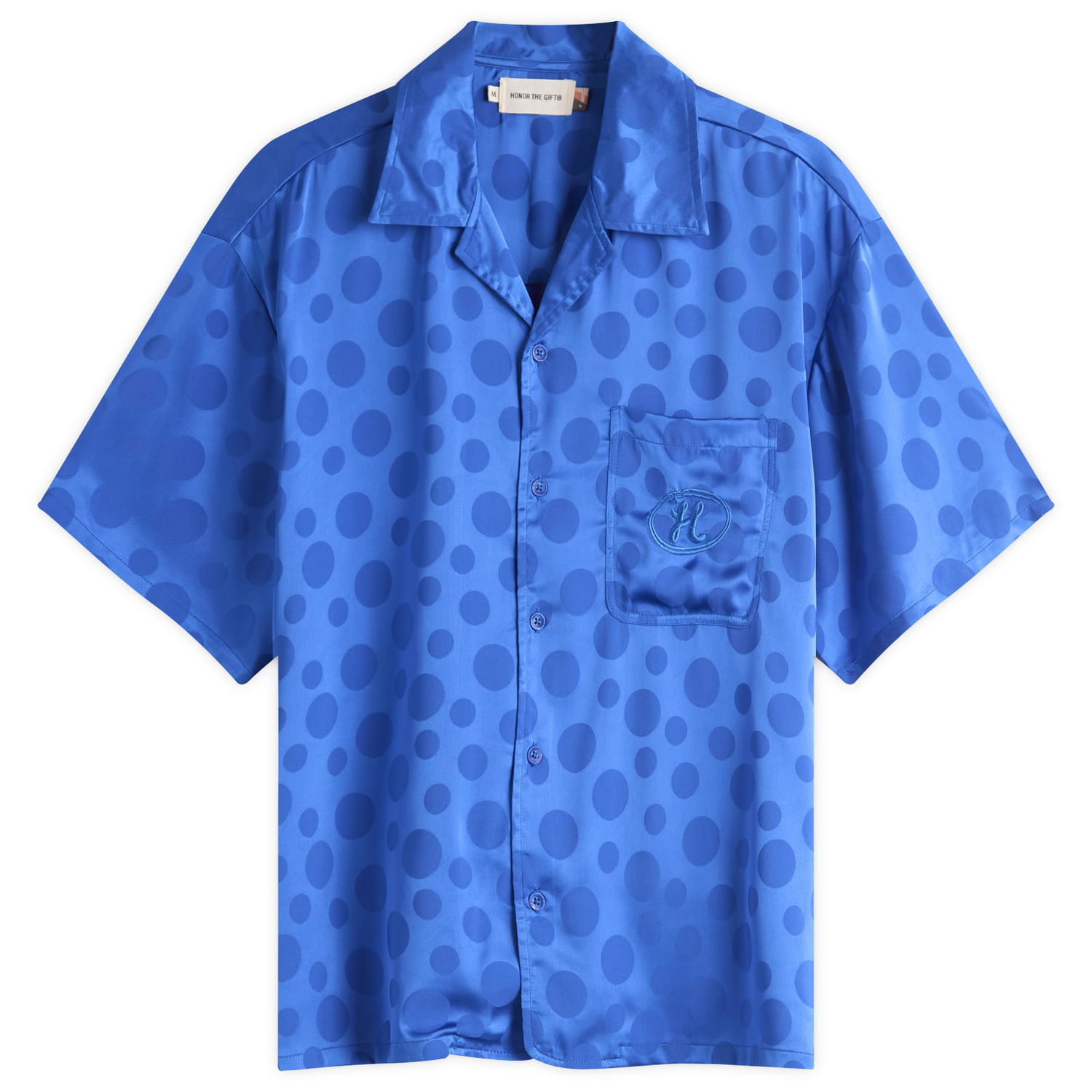 Риза Honor The Gift Honor the Gift Poka Dot Vacation Shirt, Size Large Синьо | HTG250230-BLU, 0