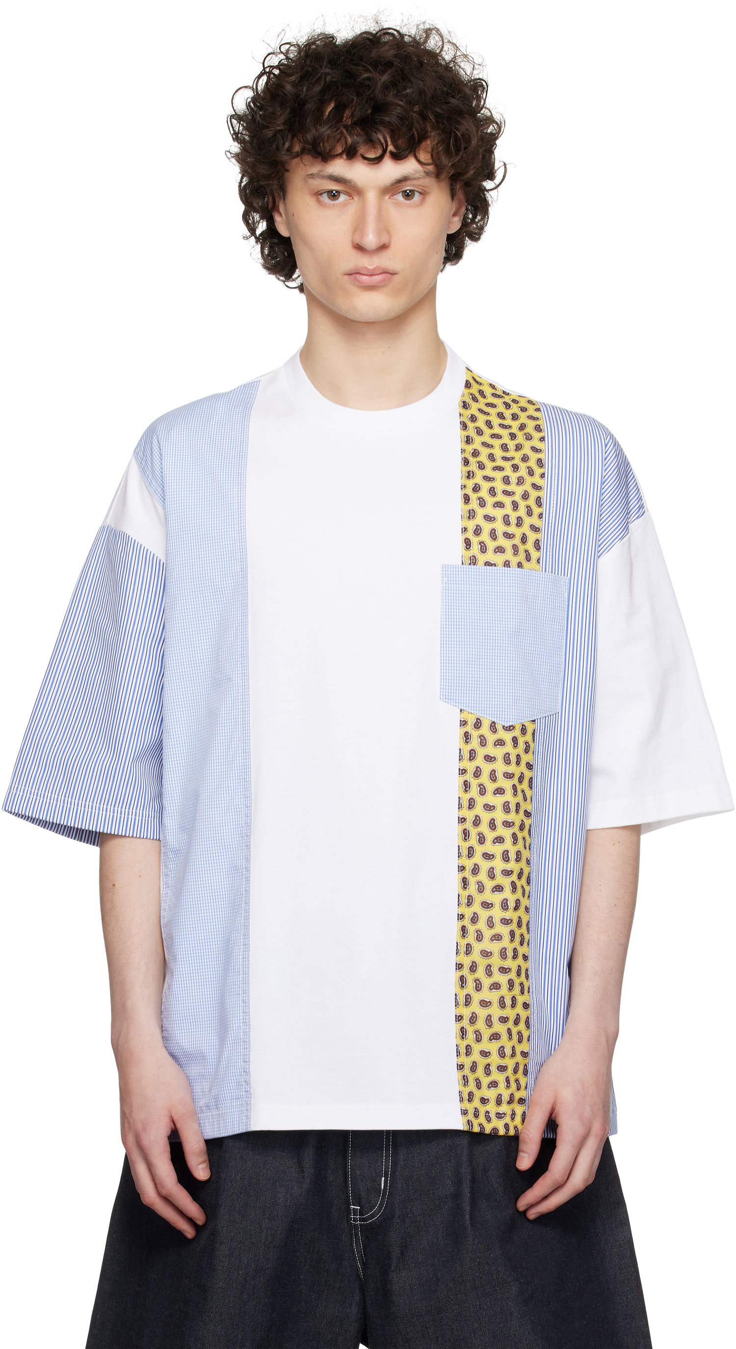Тениска Comme des Garçons Comme des Garçons Homme Multi-Fabric T-Shirt Бяло | HO-T010-051, 0