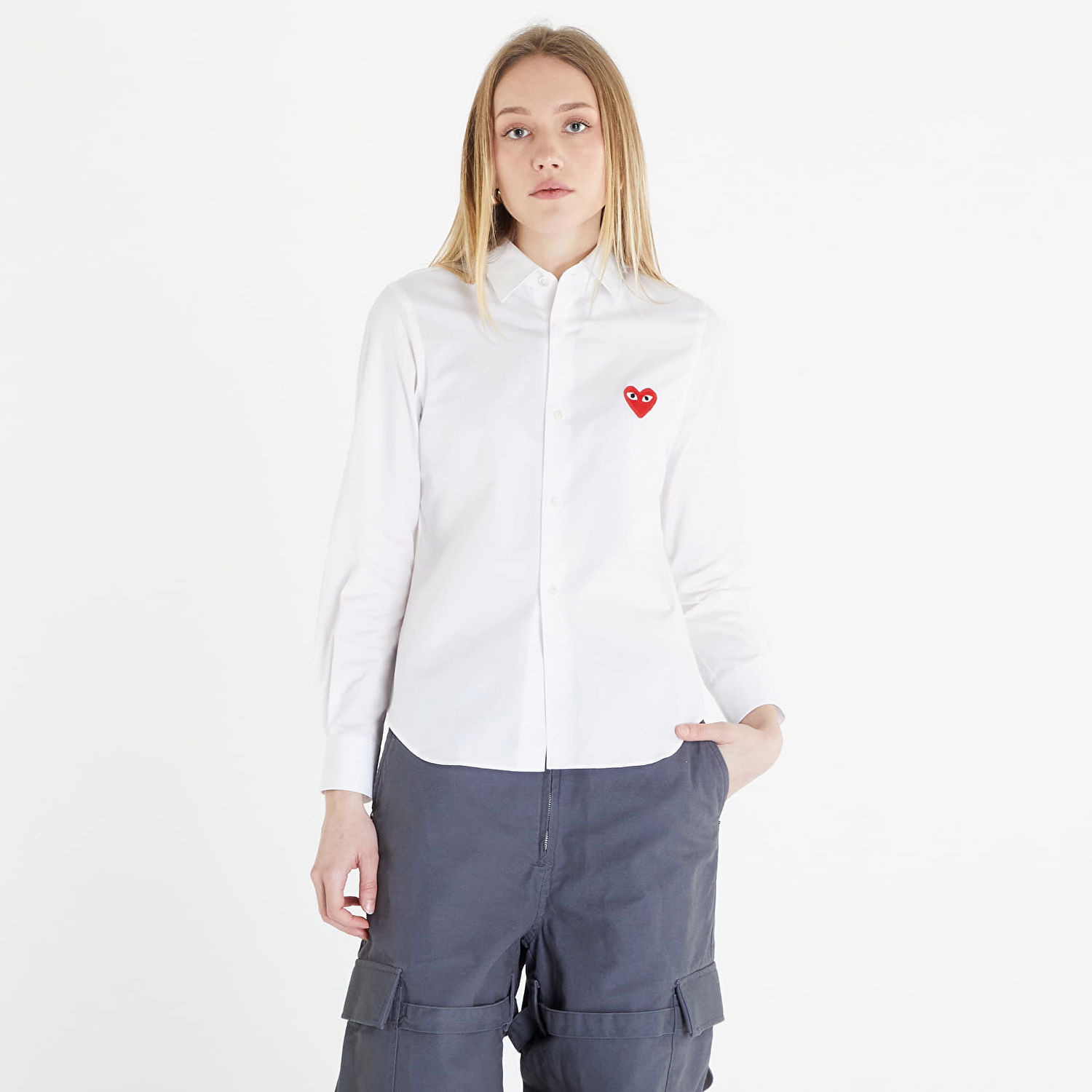 Риза Comme des Garçons PLAY Heart Logo Shirt Бяло | AZB001 white, 0