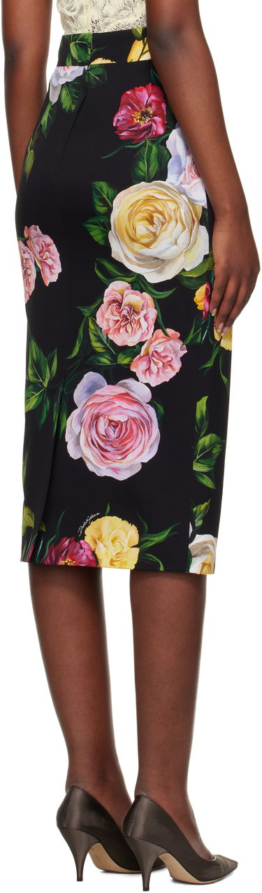 Пола Dolce & Gabbana Dolce&Gabbana Peony & Rose-Print Midi Skirt Черно | F4B6UT FSA7B, 2