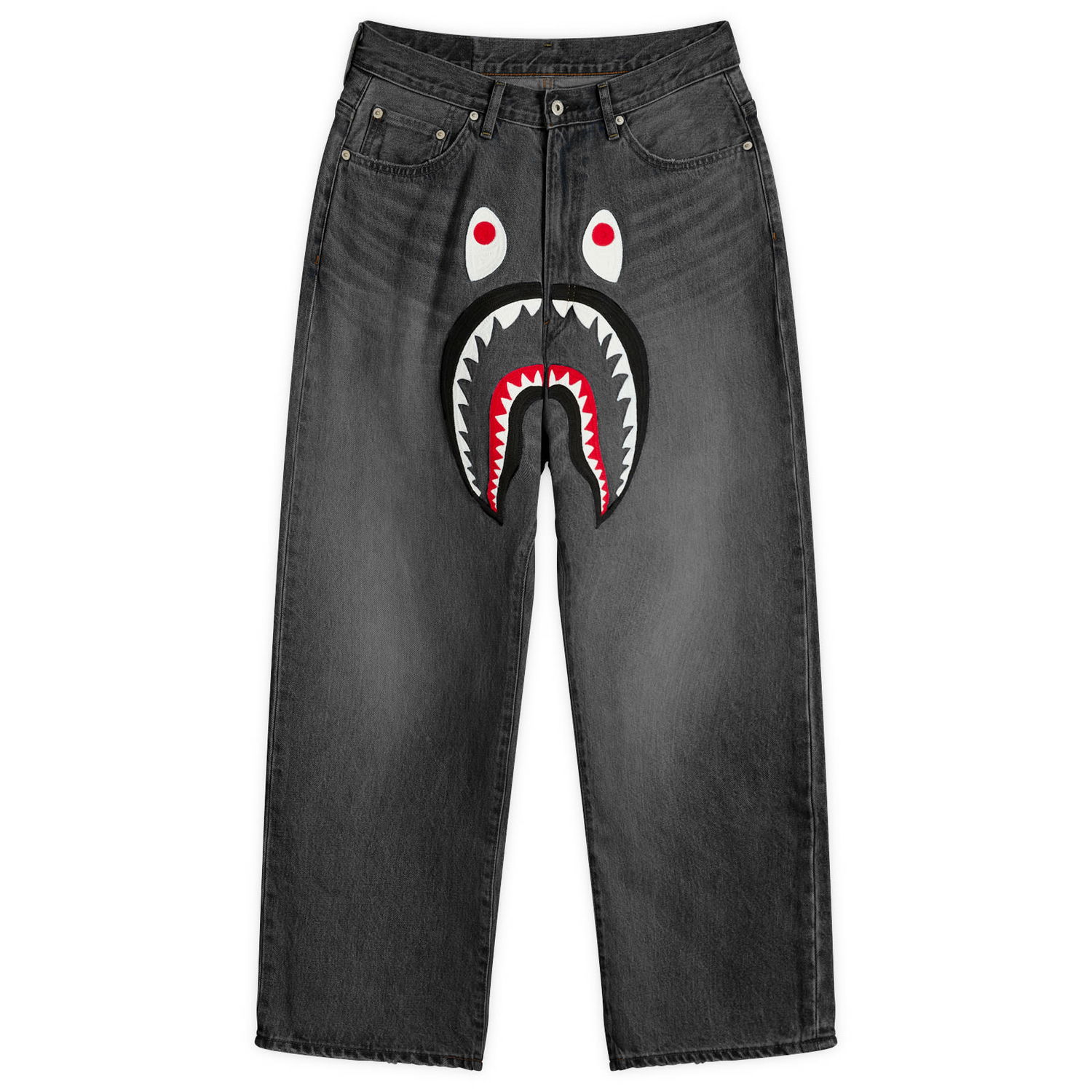 Дънки BAPE Shark Loose Fit 13oz Jeans, Size Small Черно | 001DPL801006M-BLK, 0