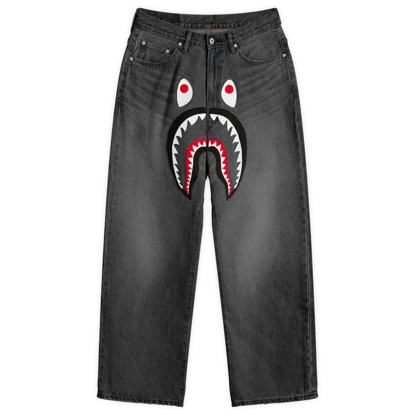 Дънки BAPE Shark Loose Fit 13oz Jeans, Size Small Черно | 001DPL801006M-BLK