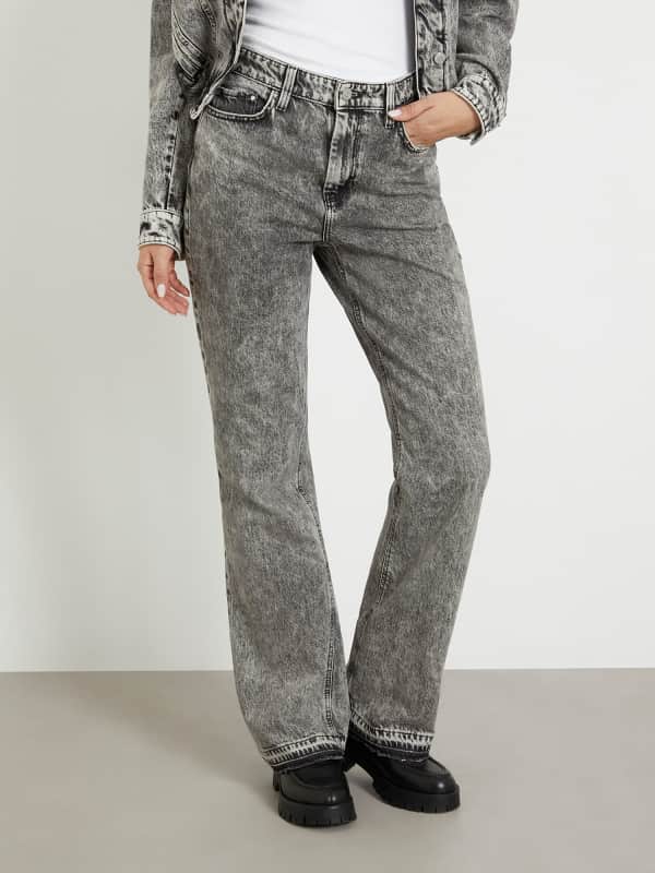Панталони и дънки GUESS High Rise Straight Denim Pant Сиво | W4RA33D56B3, 0