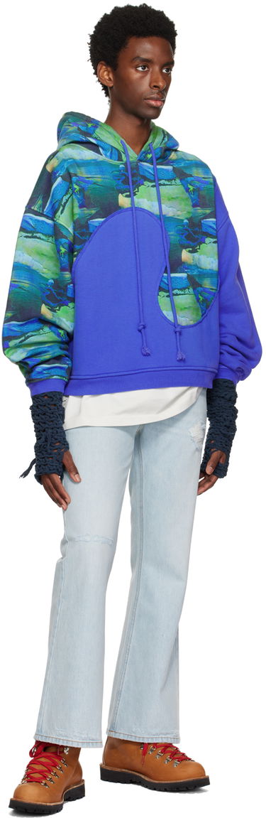 Суитчър ERL Paneled Graphic Hoodie Синьо | ERL06T038, 4