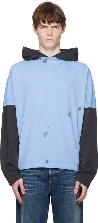 Суитчър We11done We11done Painted Long Sleeve Hoodie Синьо | WD-TT2-25-784-U-BL, 0
