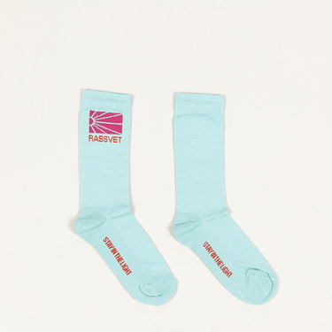 Чорапи PACCBET Rassvet Logo Knit Socks Тюркоазено | Rassvet-logo-knit-socks-green, 2