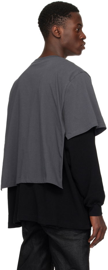 Тениска We11done We11done Layered Long Sleeve Graphic T-Shirt Сиво | WD-TT1-24-850-U-GY, 2