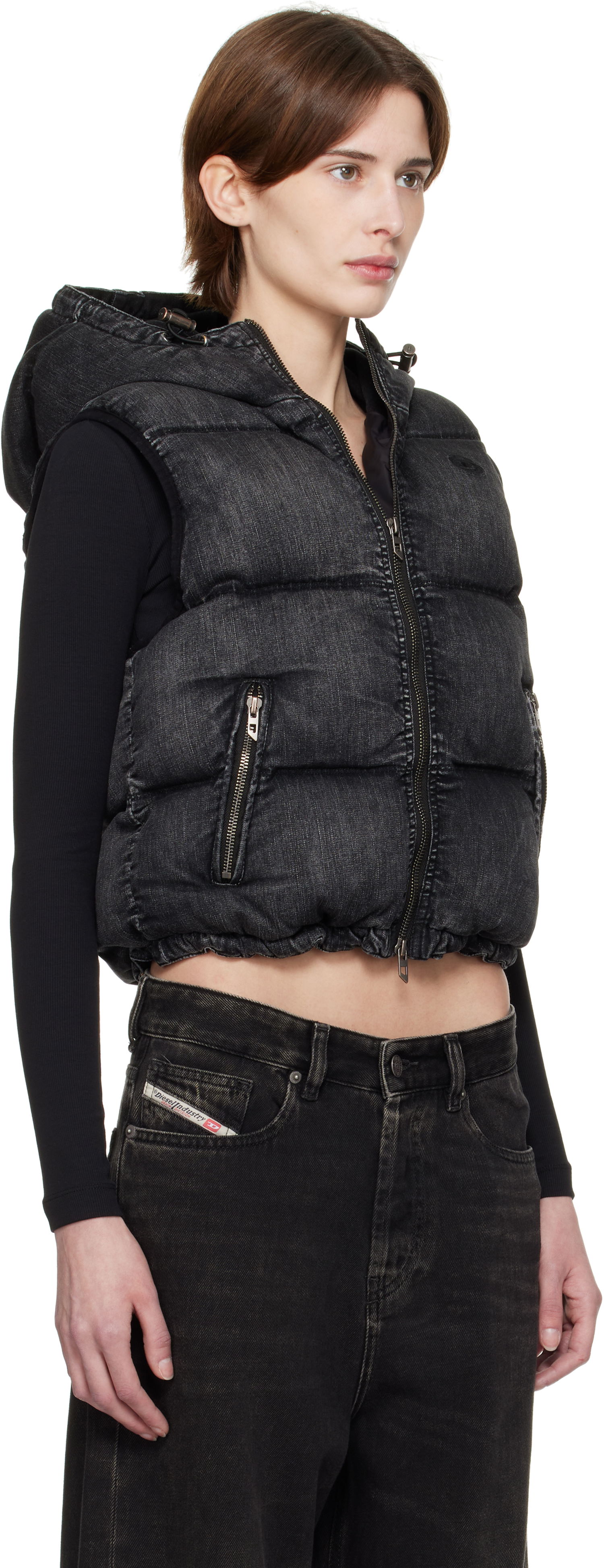 Жилетка Diesel Diesel W-Hopper Cropped Puffer Vest Черно | A16058 0ABCB, 1