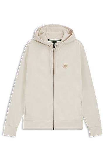 Суитчър BOSS Relaxed Fit Cotton Blend Hoodie with Monogram Бежово | 50545581