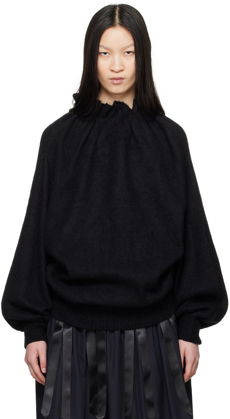 Пуловер Simone Rocha Simone Rocha Gathered Pleated Neck Sweater Черно | MIMK1 0657, 0