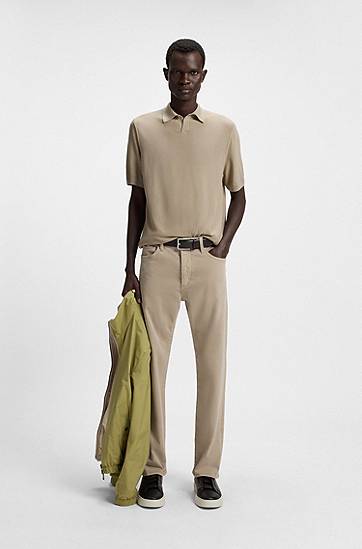Поло тениска BOSS Merino Wool Knit Polo with Natural Stretch Бежово | 50543220, 1