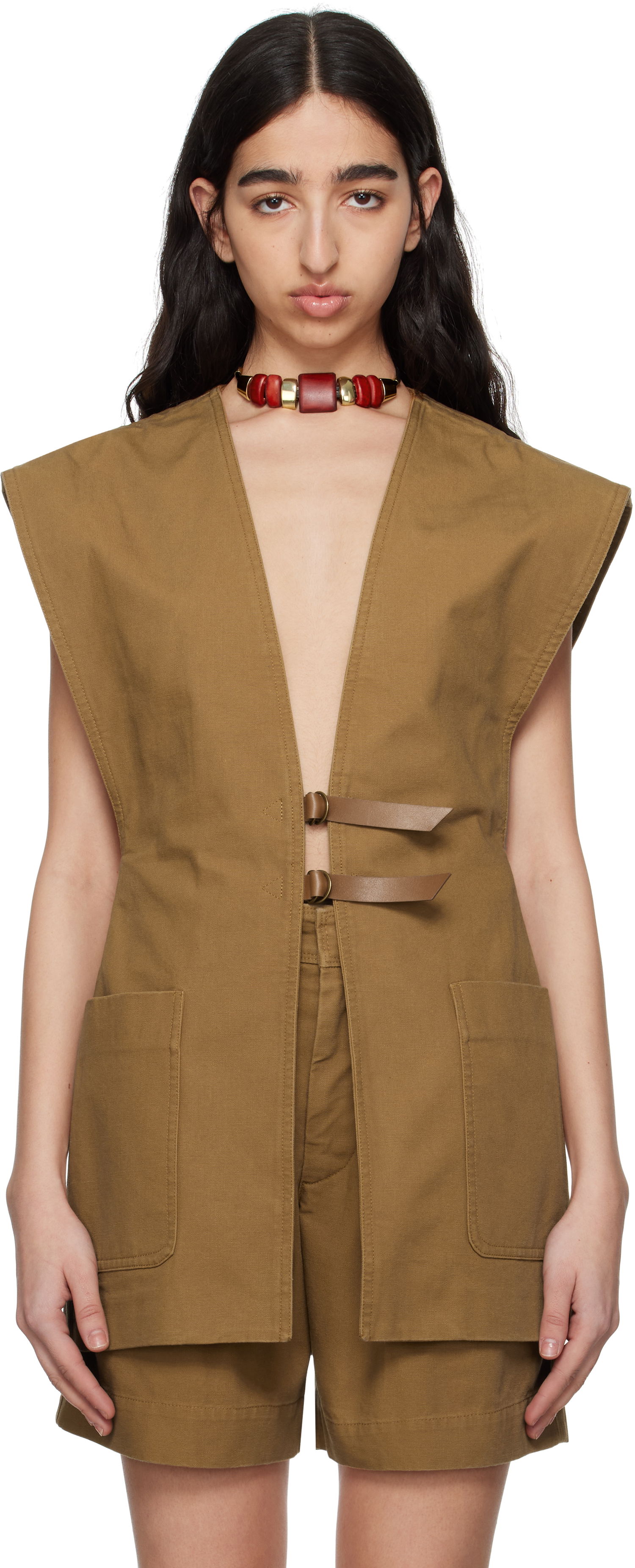 Жилетка ISABEL MARANT Isabel Marant Falila Cotton Canvas Vest Кафяво | GI0053FA-C2F01I, 0