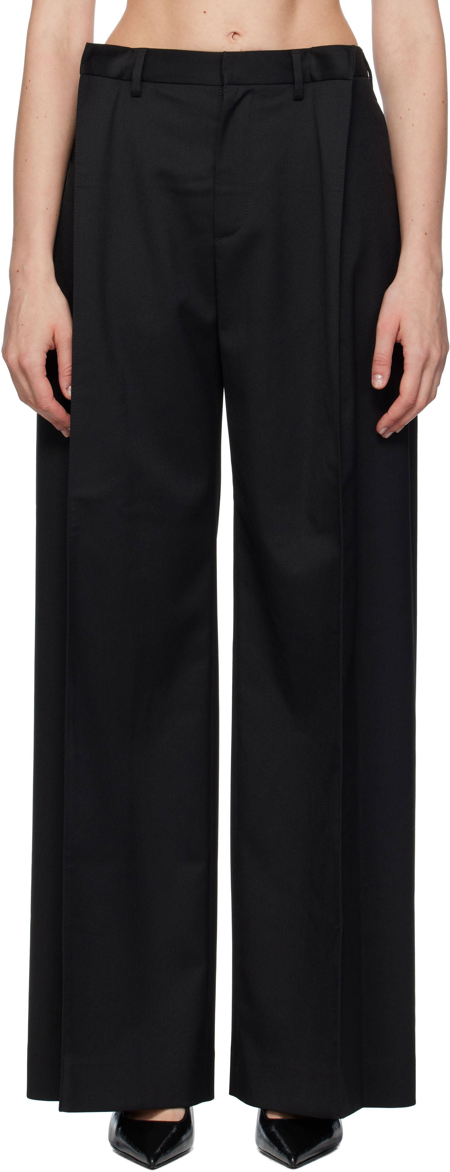 Панталони Maison Margiela MM6 Maison Margiela Tailoring Blend Wide-Leg Trousers Черно | S52KA0539 M35227, 0
