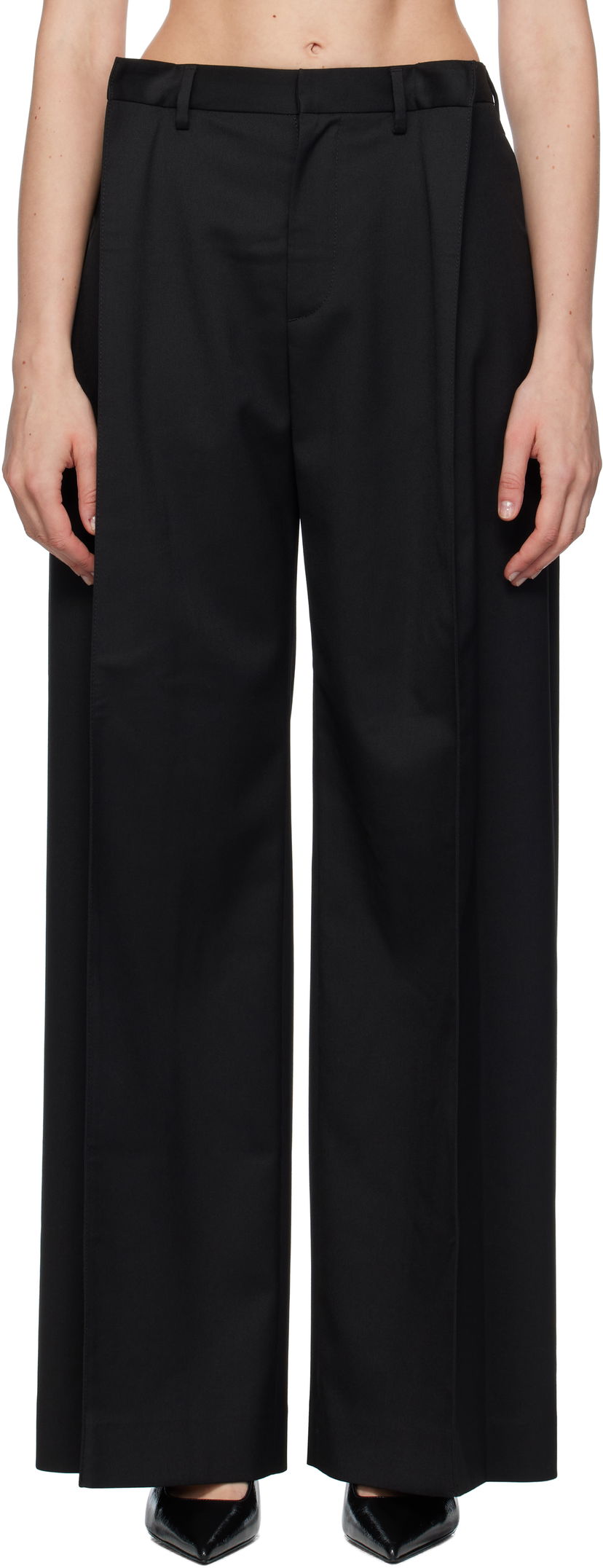 Панталони Maison Margiela MM6 Maison Margiela Tailoring Blend Wide-Leg Trousers Черно | S52KA0539 M35227