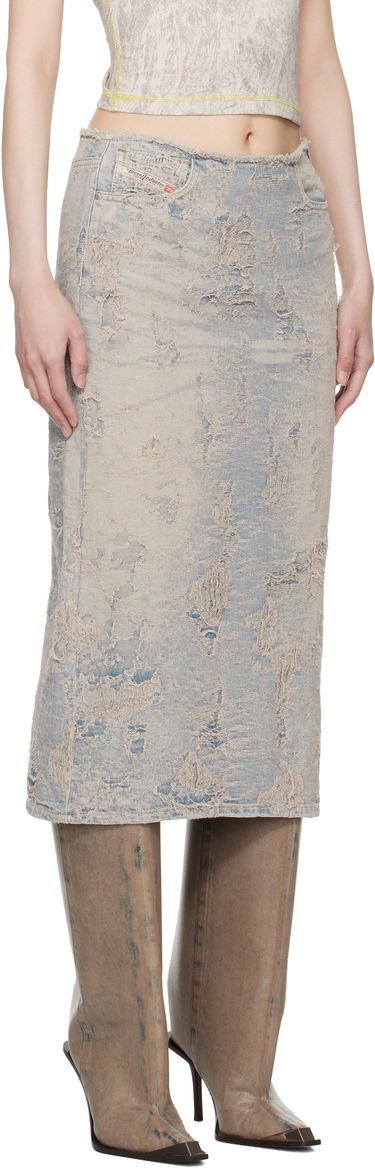 Пола Diesel Distressed Denim Midi Skirt Синьо | A16490 007Y5, 1
