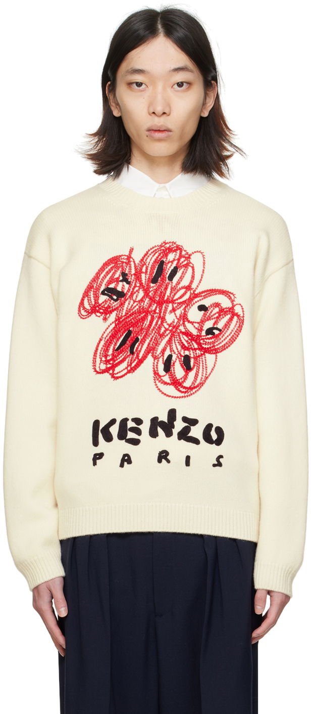 Пуловер KENZO Paris Drawn Sweater Бежово | FE58PU0063BF, 0