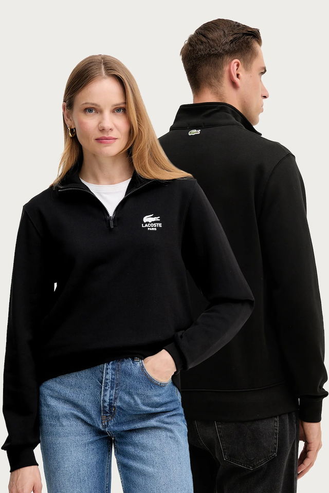 Cotton Half-Zip Sweatshirt with Paris Logo Print