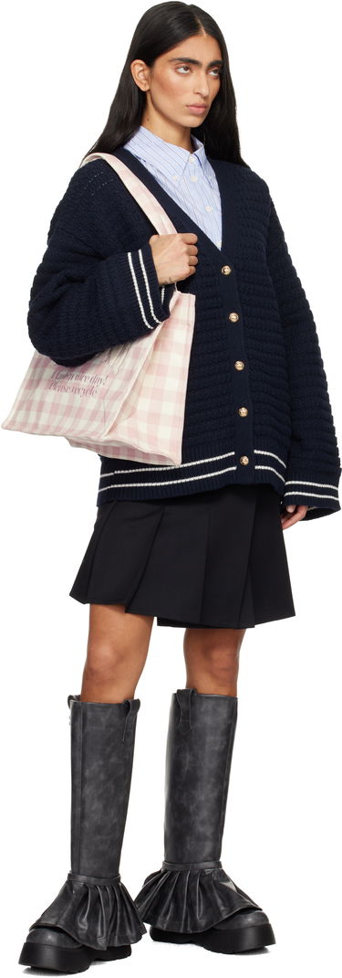 Голяма пазарска чанта GANNI Vichy Check Large Slogan Tote Розово | A6893, 3