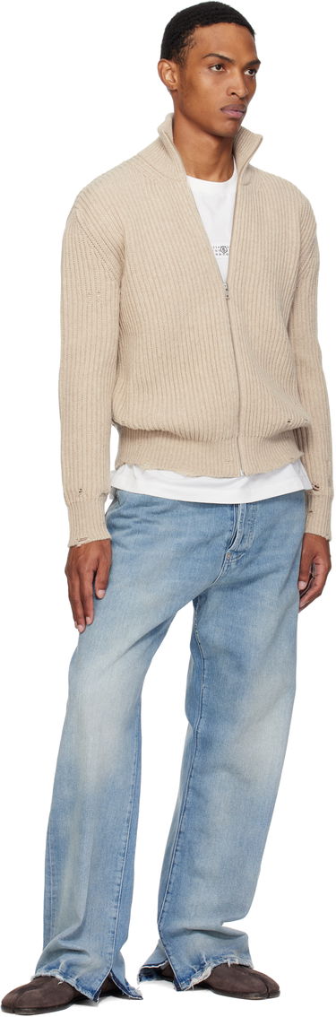 Пуловер Maison Margiela MM6 Maison Margiela Ribbed Knit Zip Sweater Бежово | SH0AM0064 M13138, 3