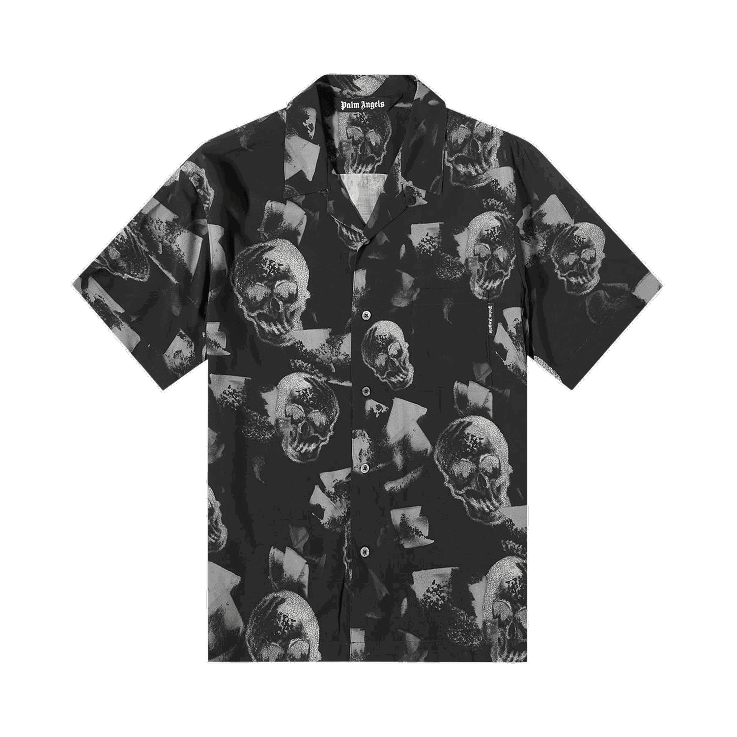 Риза Palm Angels Skull Print Bowling Shirt Черно | PMGA110F22FAB0091001, 0