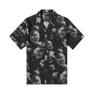 Риза Palm Angels Skull Print Bowling Shirt Черно | PMGA110F22FAB0091001, 0