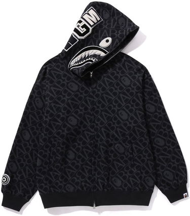 Суитчър BAPE Bape Sport Monogram Shark Full Zip Hoodie Black Черно | 1J80115054-BLK, 0