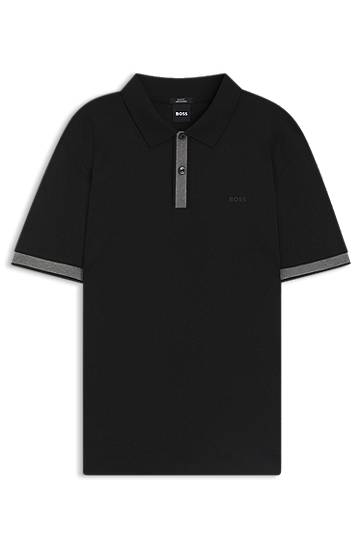 Поло тениска BOSS Slim Fit Polo Shirt with Structured Trims Черно | 50543865, 0