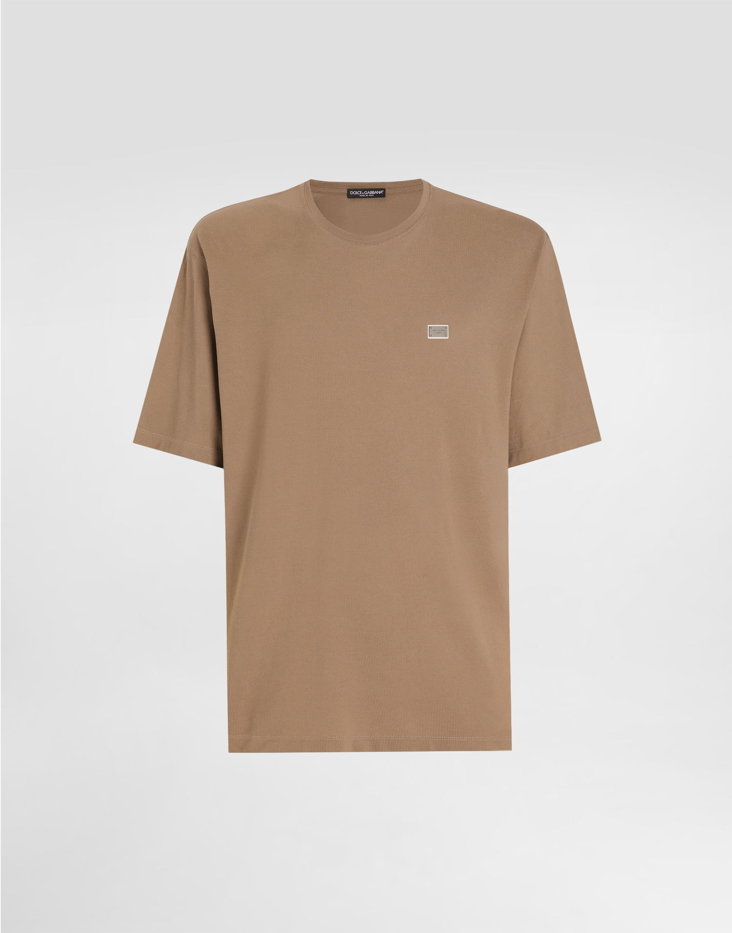 Тениска Dolce & Gabbana Dolce & Gabbana Cotton T-Shirt with Logo Tag Кафяво | G8SE3TFU7ENM0672, 0
