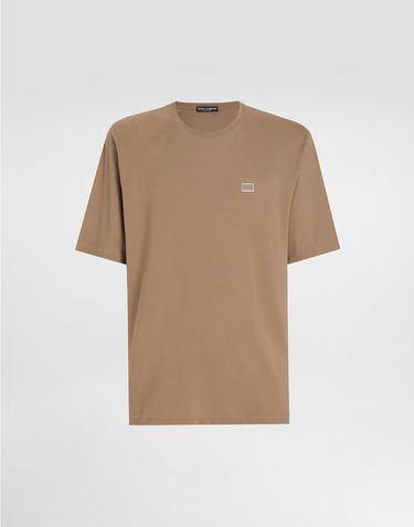 Тениска Dolce & Gabbana Dolce & Gabbana Cotton T-Shirt with Logo Tag Кафяво | G8SE3TFU7ENM0672, 0