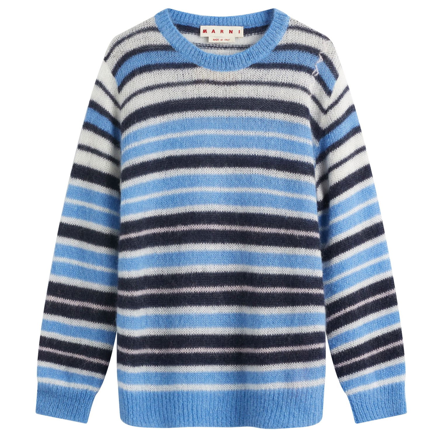 Пуловер Marni Marni Men's Striped Mohair Crew Knit Синьо | GCMG0435Q0-UFU178-STB26, 1