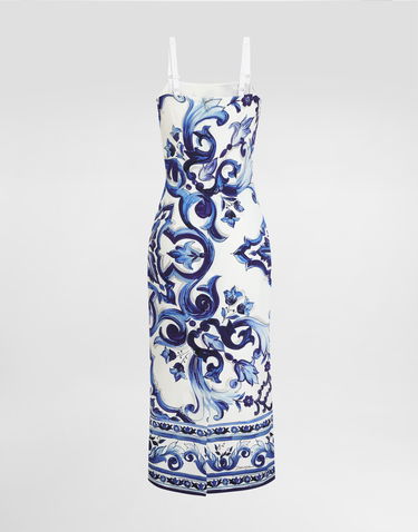 Pокля Dolce & Gabbana Dolce & Gabbana Majolica-Print Silk Dress Синьо | I6KH3WHPAB8HA3TN, 1
