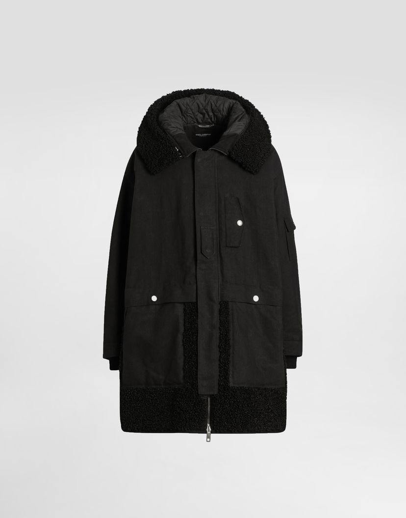Парка Dolce & Gabbana Dolce & Gabbana Waxed Long Parka with Shearling Черно | G053WTHUMVUN0000