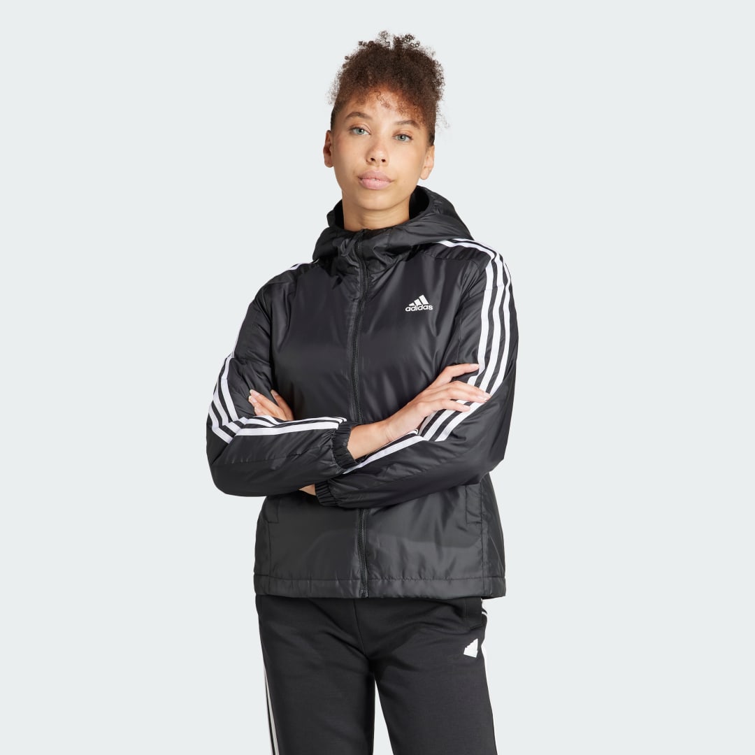 Яке adidas Performance Essentials 3-Stripes Insulated Hooded Jacket Черно | IN3288, 1