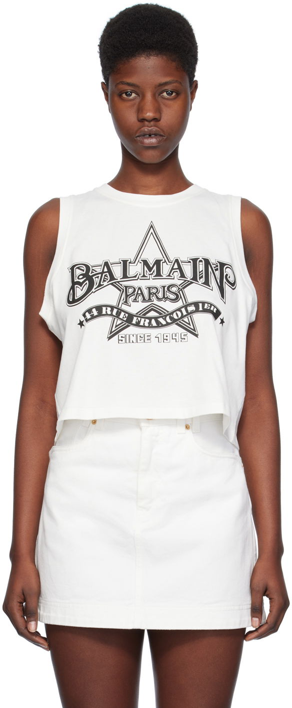 Потник Balmain Western Tank Top Бяло | CF1EA025GD29