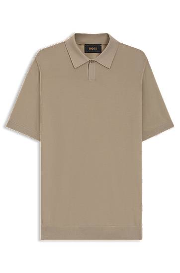Поло тениска BOSS Merino Wool Knit Polo with Natural Stretch Бежово | 50543220, 0