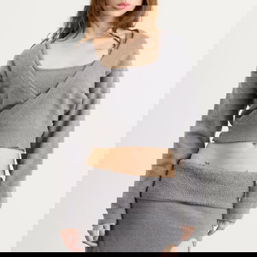 Пуловер SKIMS Textured Knit Crop Cardigan Сиво | LS-LST-9922W-DHG, 2