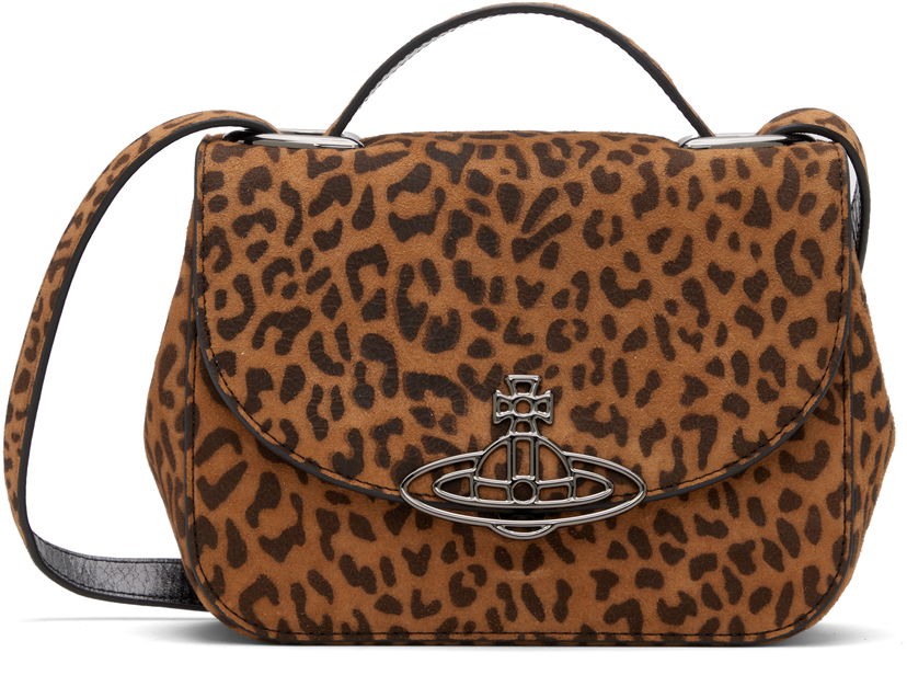Чанта през рамо Vivienne Westwood Linda Leopard-Print Suede Crossbody Bag Кафяво | 4802000FW-L00BY-
