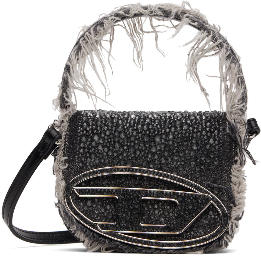 Чанта през рамо Diesel Diesel 1DR XS Fringed Denim Crossbody Bag Черно | X08709 P6804, 0