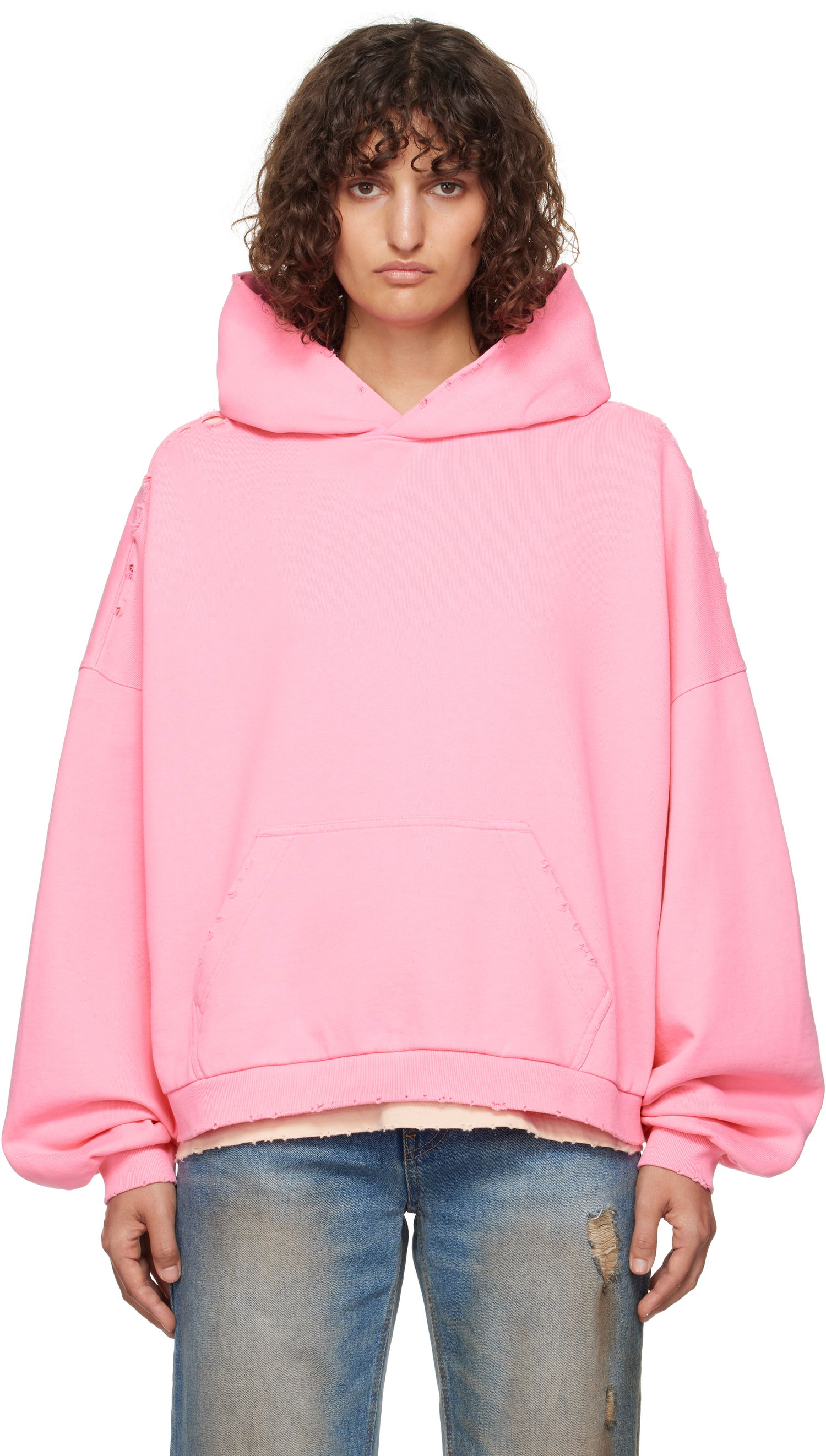 Суитчър We11done Monster Pony Distressed Hoodie Розово | WD-TH3-24-828-U-PK, 0
