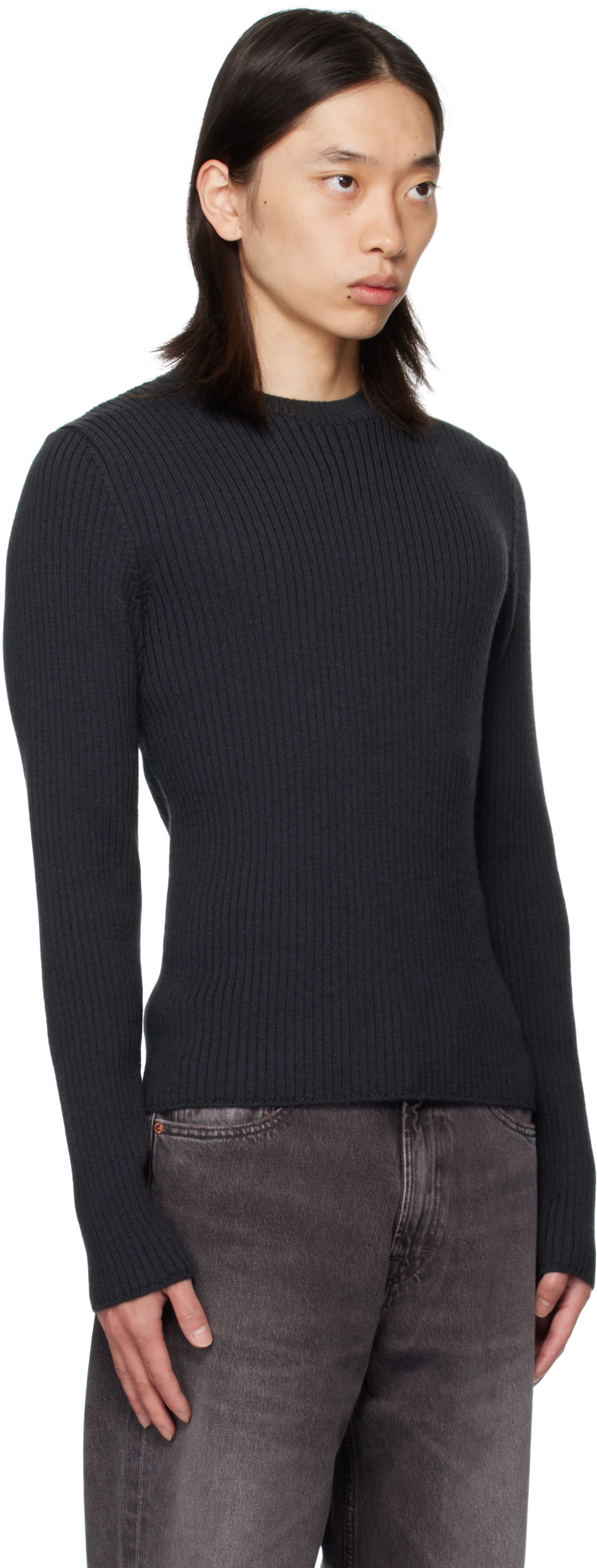 Пуловер OUR LEGACY OUR LEGACY Compact Round Neck Sweater Тъмно синьо | M4253CO, 1